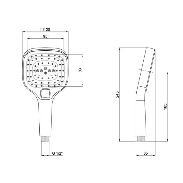 Лійка для ручного душу Qtap Rucni 120х120 мм прямокутна QTHLA120N3KCW Chrome/White SD00042068 фото