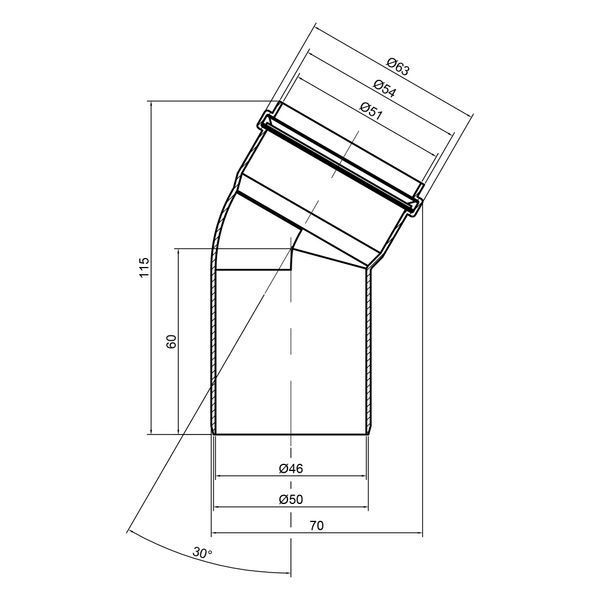Коліно PPR каналізаційне TA Sewage 50, 30&deg; SD00034415 фото