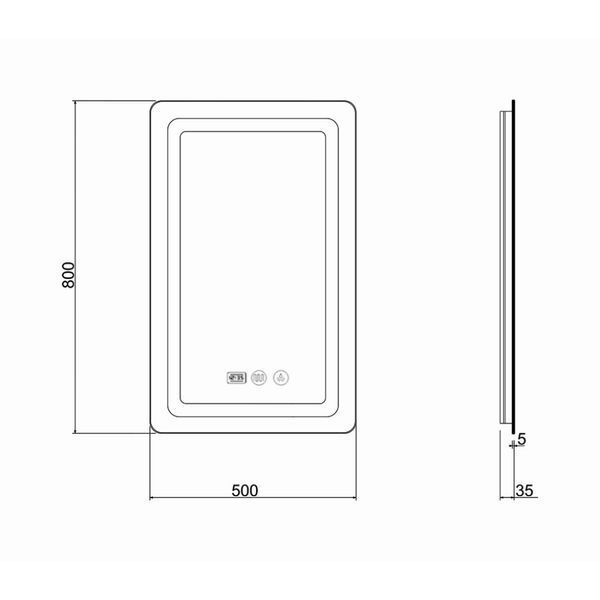 Дзеркало Qtap Mideya (DC-F911) 500х800 з LED-підсвічуванням Touch, з антизапітнінням, годинником, диммером SD00036737 фото
